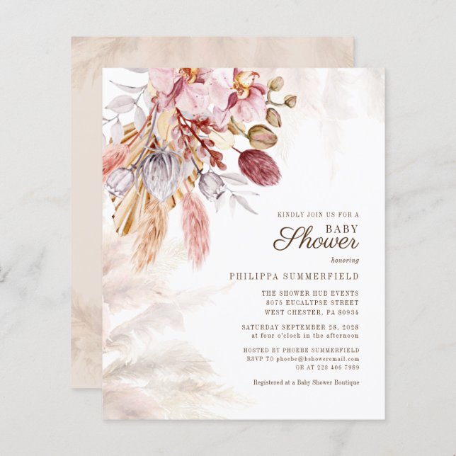 Budget Baby Shower Pampas Grass Dried Flowers (Front/Back)