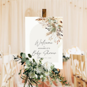 Budget baby shower pampas grass modern elegant pos poster
