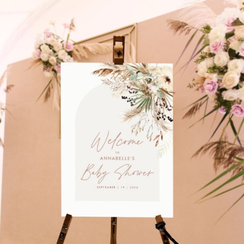 Budget baby shower pampas grass modern elegant poster