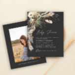Budget baby shower pampas modern black photo boho flyer<br><div class="desc">Budget baby shower pampas grass and eucalyptus modern boho elegant stylish photo party invitation design. In a contemporary terracotta,  sage green,  natural,  cream and black colorway.</div>