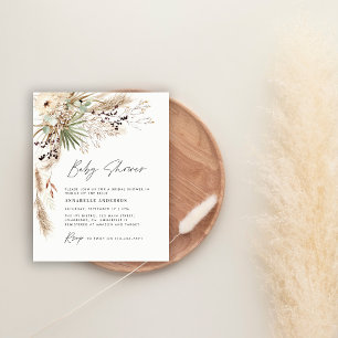 Budget baby shower pampas modern boho elegant flye flyer