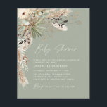 Budget baby shower pampas modern green elegant fly flyer<br><div class="desc">Budget baby shower pampas grass and eucalyptus modern boho elegant stylish party design. In a contemporary terracotta,  sage green,  natural,  cream and black colorway.</div>