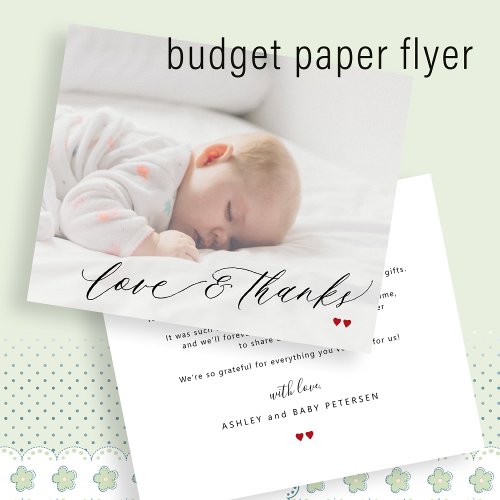Budget baby shower photo simple thank you card flyer