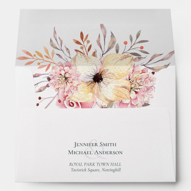 BUDGET Baby Shower Pink Peach Floral Envelope (Back (Bottom))