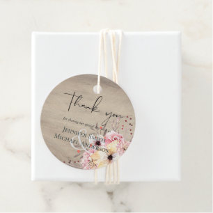 BUDGET Baby Shower Pink Peach Floral Favor Tags