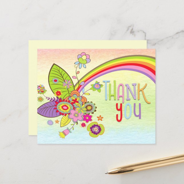 Budget Baby Shower Rainbow Message Thank You (Front/Back In Situ)