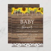Budget Baby Shower Rustic Sunflower Invitation (Front/Back)