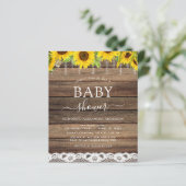 Budget Baby Shower Rustic Sunflower Invitation (Standing Front)