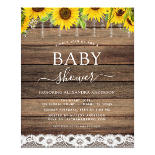 Budget Baby Shower Rustic Sunflower Invitation Flyer