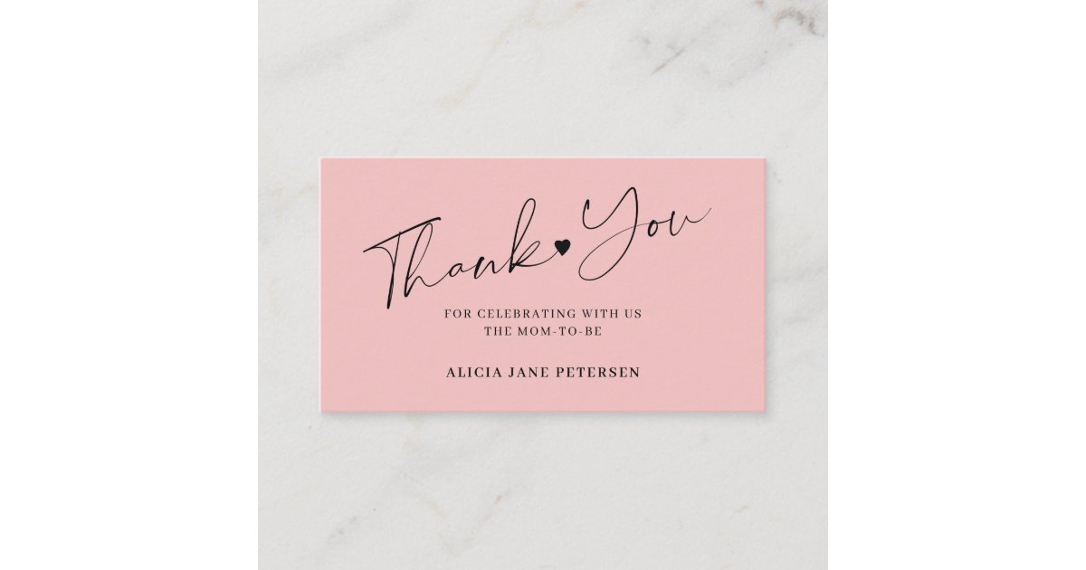 Budget baby shower script pink thank you enclosure card | Zazzle