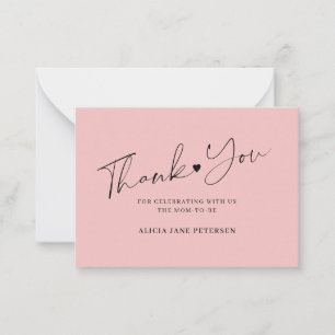 Budget baby shower script pink thank you note card