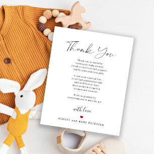 Budget baby shower script thank you card