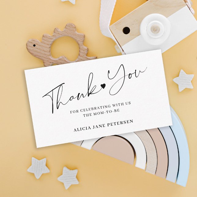 Budget baby shower script white black thank you enclosure card (Creator Uploaded)