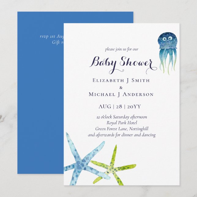 BUDGET Baby Shower Sea Life Octopus Starfish (Front/Back)