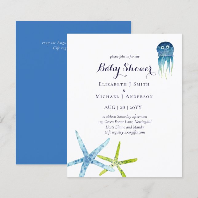BUDGET Baby Shower Sea Life Octopus Starfish (Front/Back)