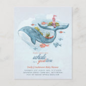 BUDGET Baby Shower Sea Life Whale Boys Blue Invite (Front)