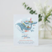 BUDGET Baby Shower Sea Life Whale Boys Blue Invite (Standing Front)