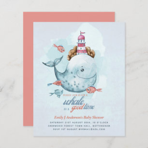BUDGET Baby Shower Sea Life Whale Boys Blue Invite
