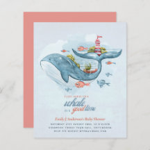 BUDGET Baby Shower Sea Life Whale Boys Blue Invite