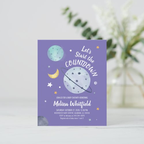 Budget Baby Shower Space Outer Galaxy Invitation