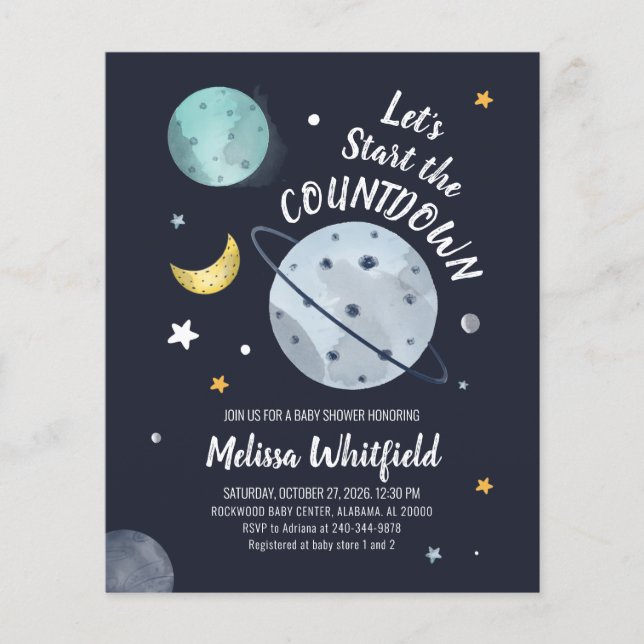 Budget Baby Shower Space Outer Invitation (Front)