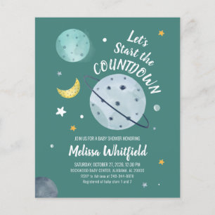 Budget Baby Shower Space Outer Invitation