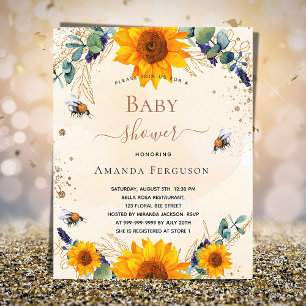 Budget Baby Shower sunflower bees eucalyptus