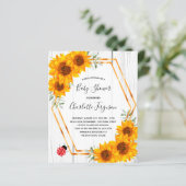 Budget Baby Shower sunflowers ladybug invitation (Standing Front)