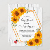 Budget Baby Shower sunflowers ladybug invitation (Front/Back)