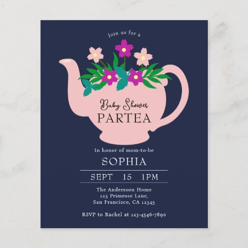 Budget Baby Shower Tea Party Invitation Flyer