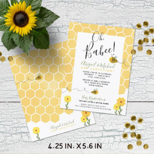 Budget Baby Shower Watercolor Bumble Bee Invite