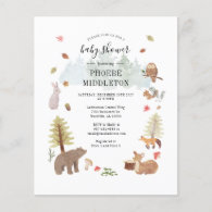 Budget Baby Shower Woodland Animals Invitation