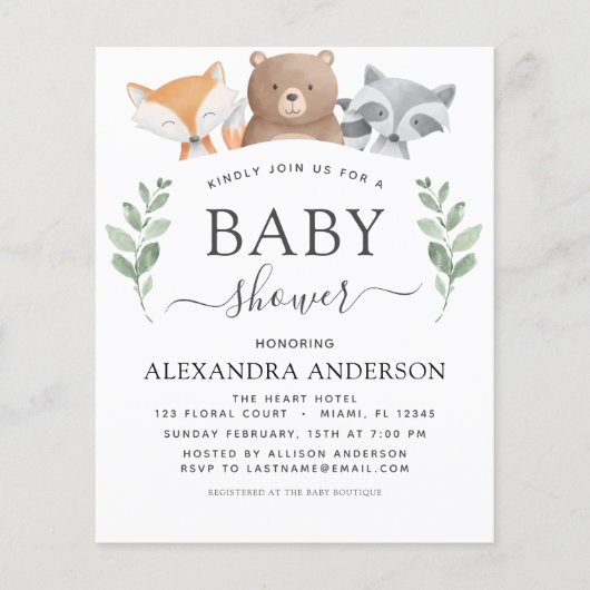 Budget Baby Shower Woodland Eucalyptus (Front)