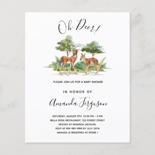 Budget Baby shower woodland forest animal deer