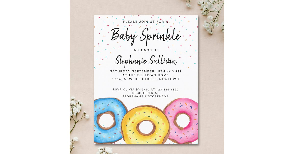Budget Baby Sprinkle Donuts Baby Shower Invitation | Zazzle
