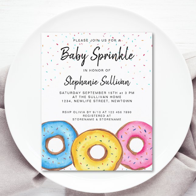 Budget Baby Sprinkle Donuts Baby Shower Invitation (Creator Uploaded)