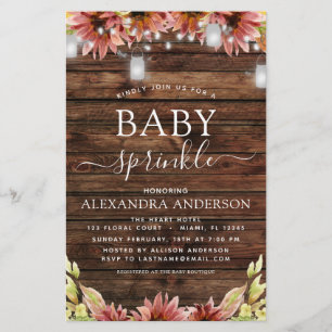 Budget Baby Sprinkle Shower Rustic Wood Sunflowers