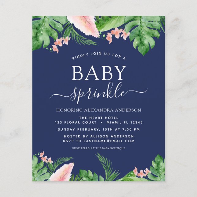 Budget Baby Sprinkle Shower Tropical Navy Blue (Front)