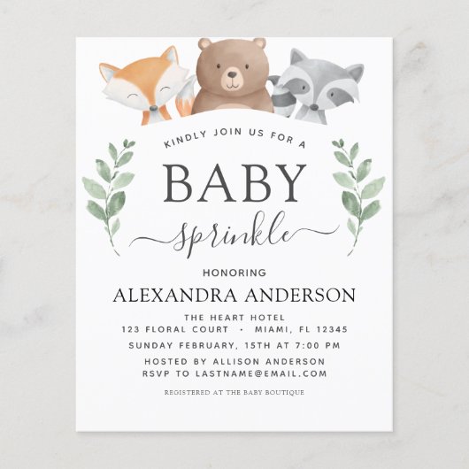 Budget Baby Sprinkle Shower Woodland Eucalyptus (Front)