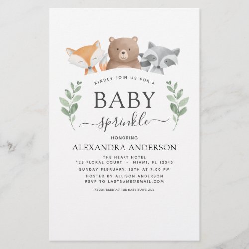 Budget Baby Sprinkle Shower Woodland Eucalyptus Fl Flyer