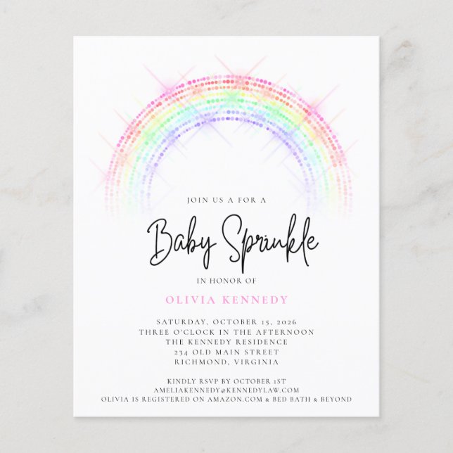 Budget Baby Sprinkle Sparkling Rainbow Baby Shower (Front)