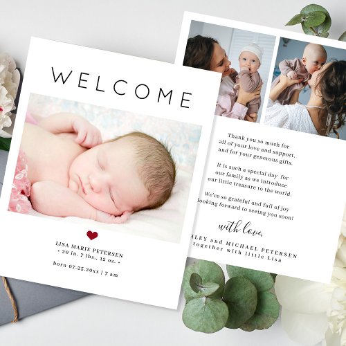 Budget baby welcome photo birth announcement