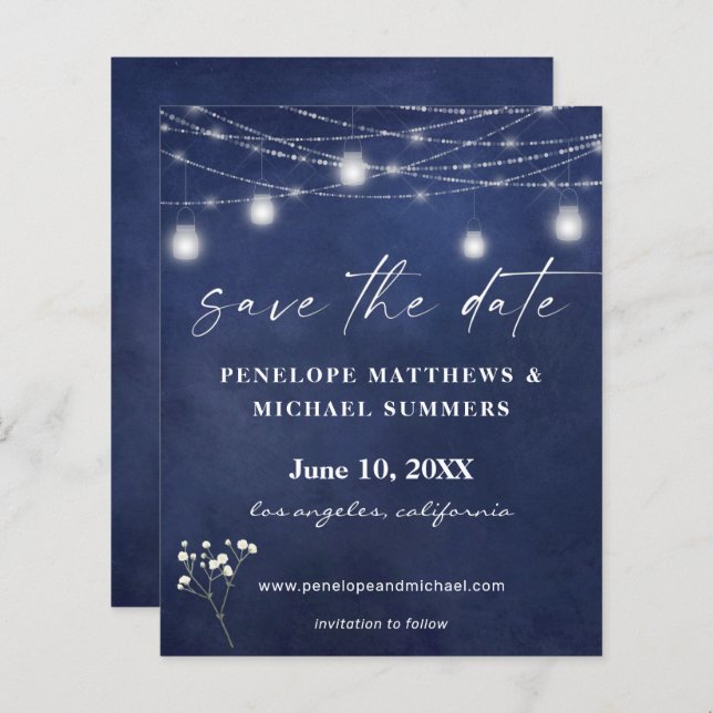 Budget Baby's Breath B Chalkboard Save Date (Front/Back)