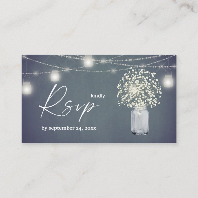 Budget Baby's Breath, BG Chalkboard 2SM Meal RSVP Enclosure Card (Front)