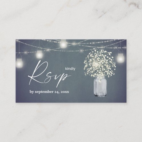 Budget Babys Breath BG Chalkboard 2SM Meal RSVP Enclosure Card