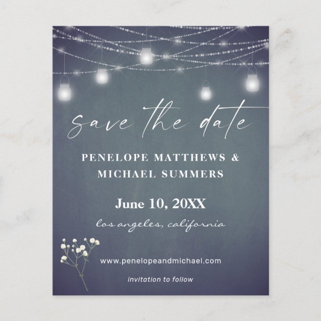 Budget Baby's Breath BG Chalkboard Save Date Flyer (Front)