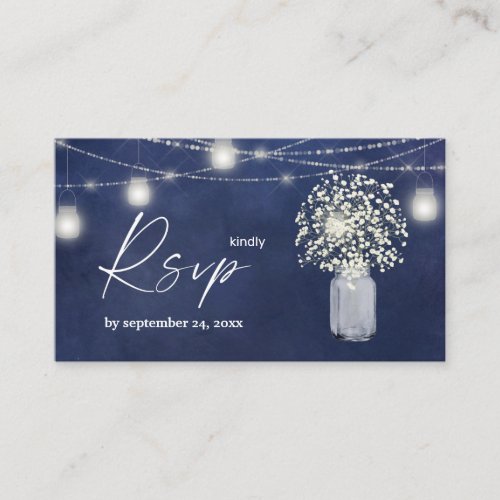 Budget Babys Breath Blu Chalkboard 2SM Meal RSVP Enclosure Card