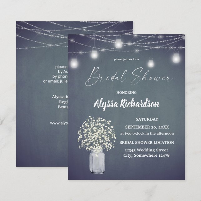 Budget Babys Breath Chalk BG Lights Bridal Shower (Front/Back)