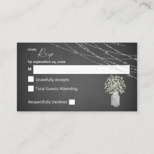 Budget Baby's Breath, Gray Chalk 2SM No Meal RSVP Enclosure Card