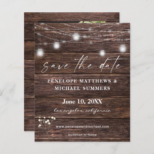 Budget Babys Breath Rustic Photo Save the Date